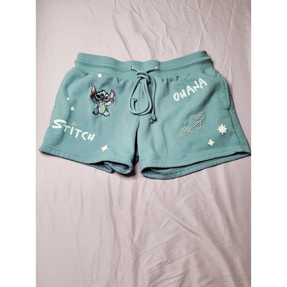Disney Lilo & Stitch Ohana Blue Fleece‎ Lounge Shorts XS LS32413LS